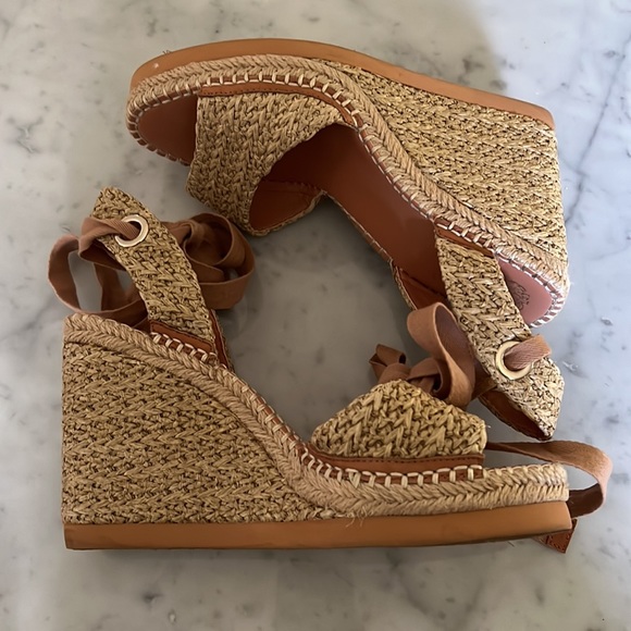 Vince Canute Bendsen Natural Tan Woven Wedge Espadrilles Sandals Size 9 - Picture 4 of 11
